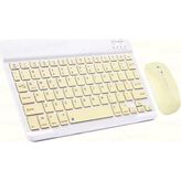 Kablosuz Klavye ve Mouse Set Type-C Şarjlı Bluetooth 2.4g Bağlantlılı Sarı