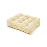 Kadife Döşemelik Kumaştan Yer Pufu | Sandalye Minderi | Yer Minderi 60x60 cm (Krem)
