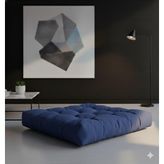 Kadife Döşemelik Kumaştan Yer Pufu | Sandalye Minderi | Yer Minderi 60x60 cm (Mavi)