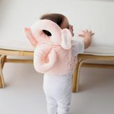 Kadife Koruyucu Melek Fil Model Kafa ve Boyun Koruma Yastığı - Ayarlanabilir Yürümeye Başlayan Bebek (PEMBE)