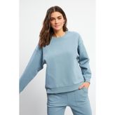Kadın 0 Yaka Pike Sweatshirt - Gök Mavisi