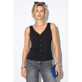 Kadın Askılı Önü Düğmeli Atlet(TENCEL)(TM)-Siyah