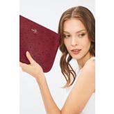 Kadın Basic Clutch Çanta Monogram Desenli Bordo 214002 Bordo-std