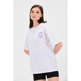 Kadın Baskılı Oversize T-shirt - Beyaz