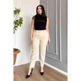 Kadın Battal Düğmeli Pantolon 7730 - Bej - 46