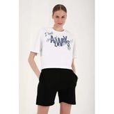 Kadın Beyaz Drop Baskılı T-shirt