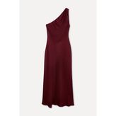 Kadın Bordo A Form Tek Omuz Midi Elbise