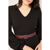 Kadın Bordo Oval Tokalı Kemer