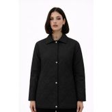 Kadın Desenli Çıtçıtlı Çift Cepli Oversize Kapitone Ceket