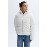 Kadın Ekru Kapitoneli Çift Taraflı Puffer Mont