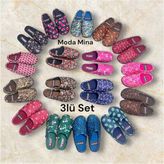 Kadın Ev Terlik ( 3lü Set ) Halı Terliği Zenne Gezer Gondol Kadın Terlik - Karışık