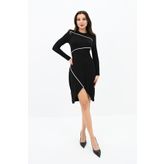 Kadın Fermuar Dekolteli Mini Elbise 5199-24