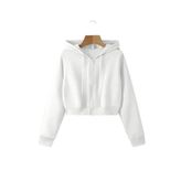 Kadın Fermuarlı Oversize Kapşonlu Crop Hırka