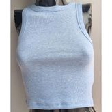 Kadın Fitilli Halter Yaka Crop Atlet - M - Mavi