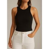 Kadın Fitilli Halter Yaka Crop Atlet - Siyah