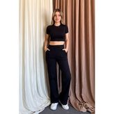 Kadın Geniş Paça Eşofman Alt 3038 - 2XL - Siyah