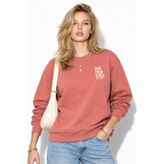 Kadın Göğsü Baskılı Basic Sweatshirt%100 Pamuk-Gülkurusu