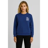 Kadın Göğsü Baskılı Basic Sweatshirt%100 Pamuk - Navy NAVY