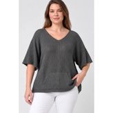 Kadın İtalyan Stil Yarasa Kol Oversize Merserize Triko Bluz
