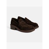 Kadın Kahve Topuklu Süet Loafer