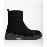 Kadın Kalın Taban Siyah Süet Elastik Yan Bantlı Günlük Bot - 0 - Siyah