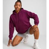 Kadın Kapüşonlu Cepli Mor Polar Sweatshirt
