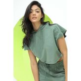 Kadın Kapüşonlu Crop Yeşil