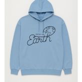 Kadın Kapüşonlu Dünya Baskılı Mavi Sweatshirt