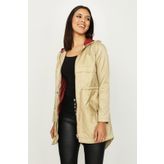 Kadın Kapüşonlu Parlak Kumaş Parka