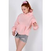 Kadın Kapüşonlu Sweatshirt Pembe
