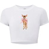 Kadın Kurdele Ceylan Crop T-Shirt Beyaz