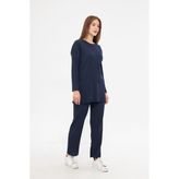 Kadın Lila Kadın Fitilli Raporlu & Eşofman, Gündelik Ev Giyim Pijama Takımı - Lacivert - S