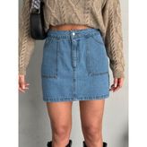 Kadın Mavi Denim Mini Etek - S