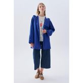 Kadın Mavi Oversize Kapüşonlu Yağmurluk