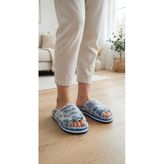Kadın Mavi Peluş Platform Tabanlı Ev Terliği