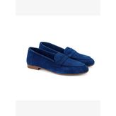 Kadın Mavi Süet Deri Loafer
