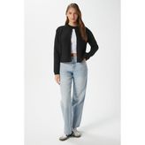 Kadın Nina Bisiklet Yaka Siyah Basic Hırka - XL