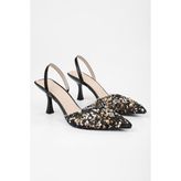 Kadın Opal Siyah Taşlı Şeffaf Stiletto