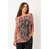Kadın Oversize Desenli Triko Kazak - Turuncu