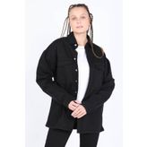 Kadın Oversize Jean Gömlek Siyah