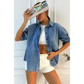 Kadın Oversize Mavi Denim Gömlek