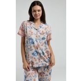 Kadın Pembe Gömlek Pijama Takım