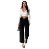 Kadın Pileli Geniş Paça Pantolon – Black Flow