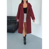 Kadın Premium Kaşe Kaban - Bordo - L
