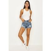 Kadın Püsküllü Mini Denim Şort