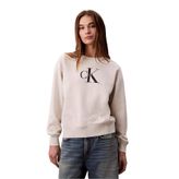Kadın Relaxed Fit Monogram Logolu Sweatshirt - Krem Melanj