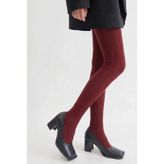 Kadın Şeritli Külotlu Çorap Bordo