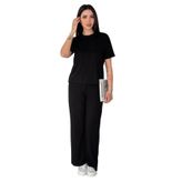 Kadın Siyah Basic İkili Takım – Oversize Tişört & Bol Paça Pantolon
