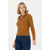Kadın Siyah Basic Polo Yaka Sweatshirt 1675677