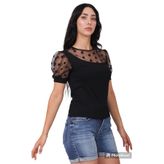 Kadın Siyah Beyaz Puantiyeli Desenli Basic Bluz - S